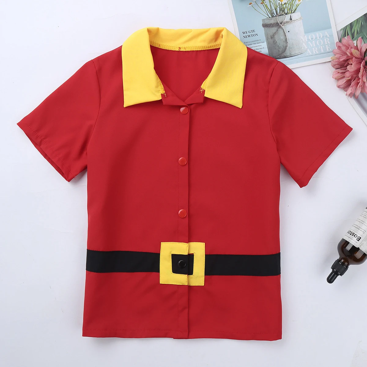 Детская футболка для косплея мальчиков короткий рукав отворот кнопки застежка