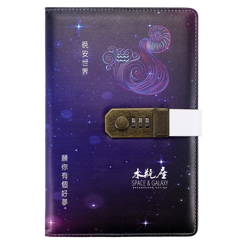 

Kawaii A5 Notebook Creative Cute 12 Constellation Planner 2021 Code Lock Weekly Note Book Personal Travel Journal Password Diary