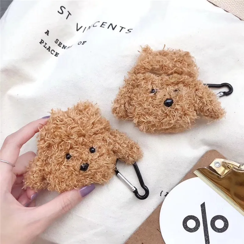 Для AirPod 2 Чехол 3D Тедди собаки из мультфильма мягкого плюша Беспроводной наушники