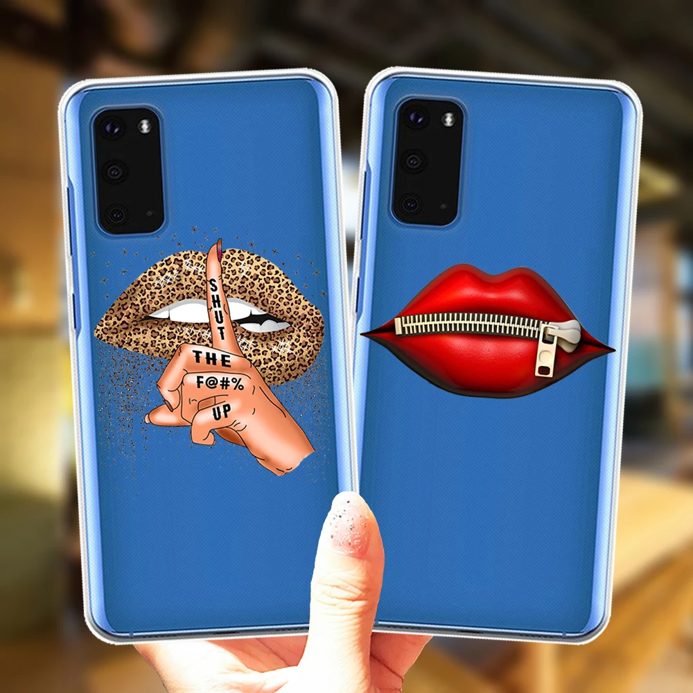 Модный Роскошный силиконовый чехол для телефона с леопардовым принтом губ и