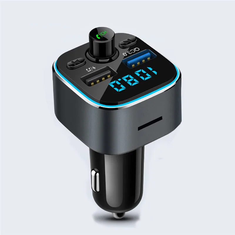 USLION двойной зарядное устройство USB с fm-передатчиком Bluetooth 5,0 приемник аудио mp3-плеер TF карта Автомобильный комплект Автомобильное зарядное устройство QC3.0 - Тип штекера: Gray