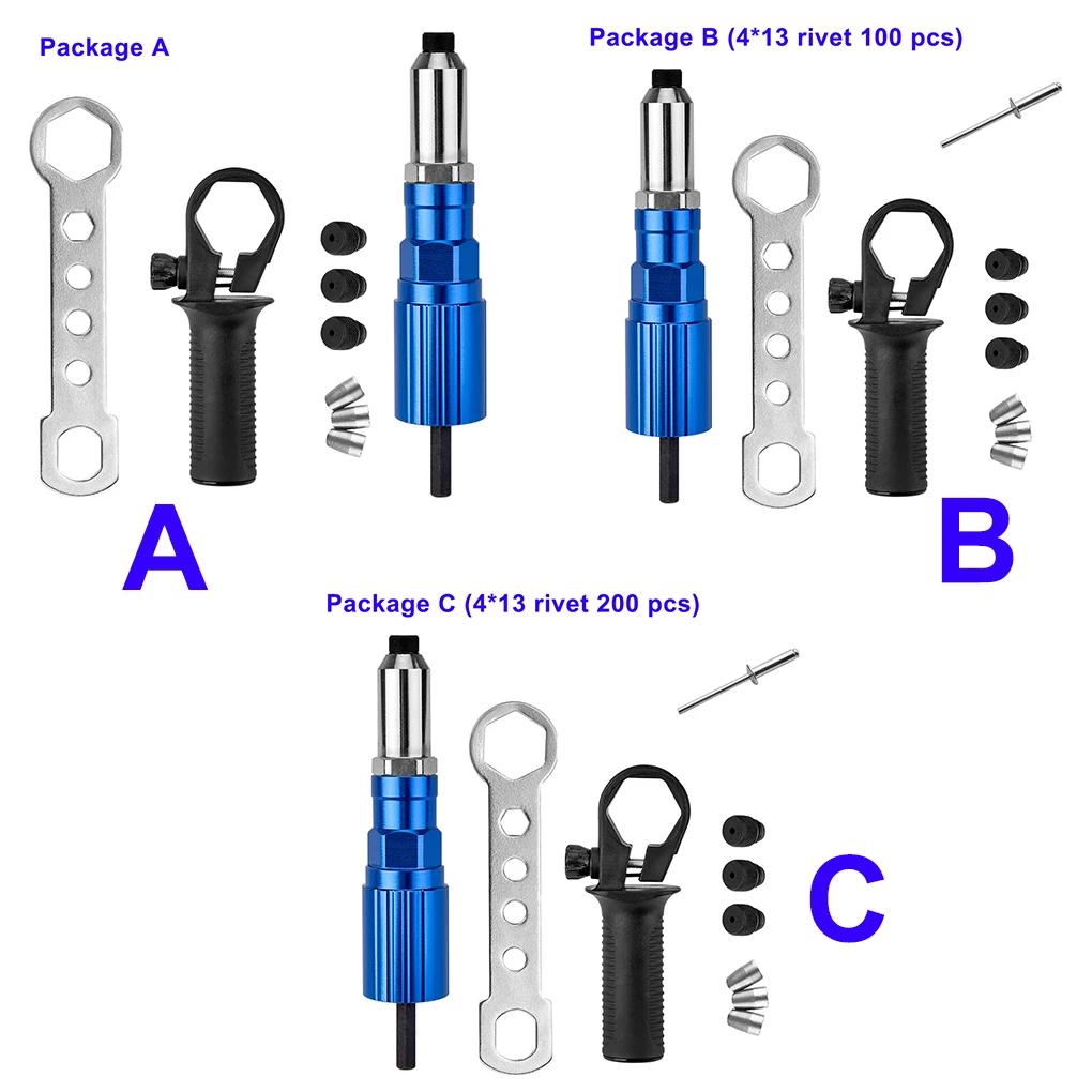 

Electric Rivet Gun Adapter 2.4-4.8mm Different Guide Nozzle Models Are Used To Quickly Pull Various Specifications Of Rivets