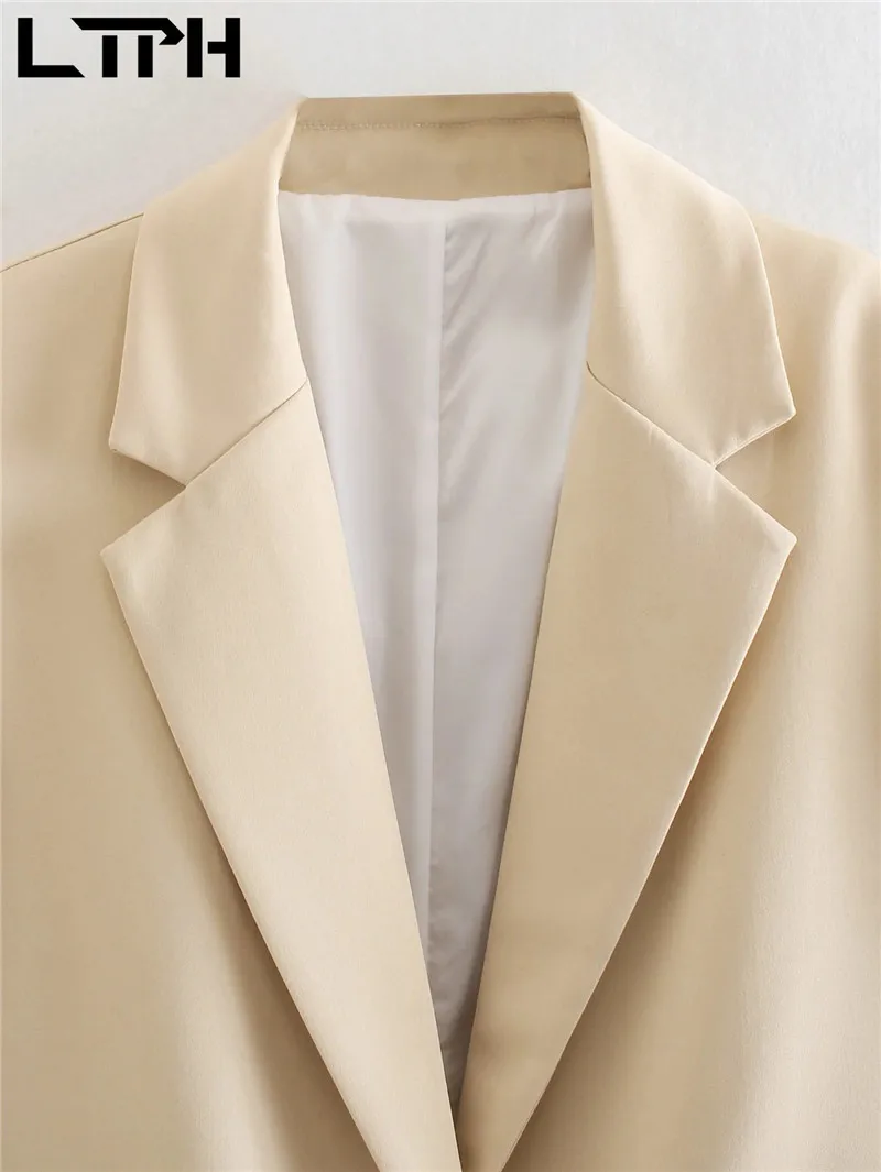 LTPH ins-chaquetas lisas minimalistas para mujer, chaqueta holgada informal combina con todo, abrigo de traje de longitud media con un botón, primavera 2021