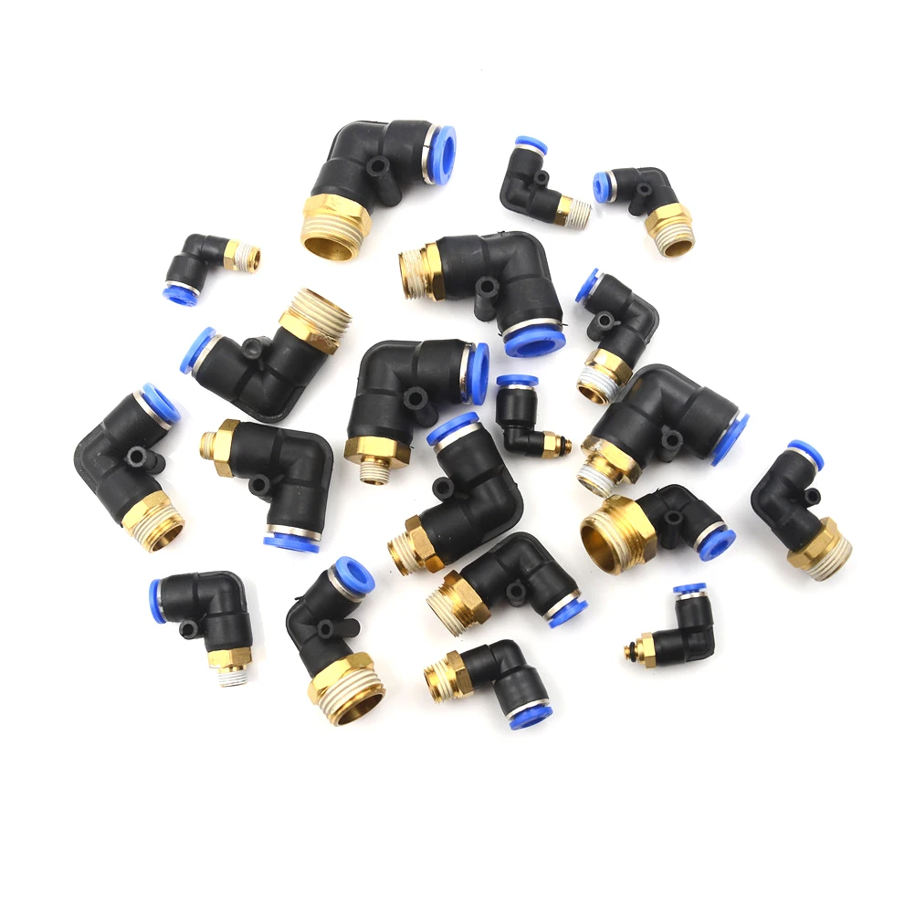

PL OD 4 6 8 10 12mm - 1/8'' 1/4'' 3/8'' 1/2'' Pneumatic Male Elbow Connector Tube Air Push In Fitting Hardware Accessories