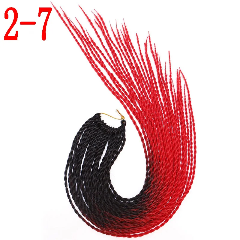 2-7 MERISIHAIR Ombre вязанные косички Сенегальские крученые волосы 24 дюйма 30 корней/упаковка синтетические плетеные волосы для женщин серый синий розовый - Цвет: 2-7