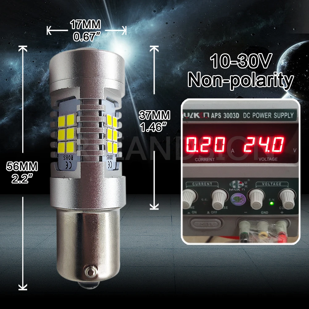 Комплект из 2 предметов для детей от 6W No Полар флиса 12 24V P21W 1156 BA15S BAU15S PY21W Canbus