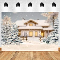 laeacco winter snowflake christmas tree light bokeh scenery birthday decor backdrop photographic photo background for photo stud