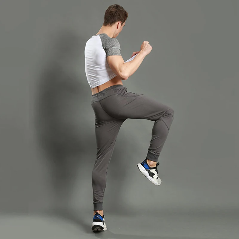 Jogging Pants Men Zip Pocket Gym Beam Foot Sportswear Athletic Trousers Fitness Sports Legging Running Football Soccer | Спорт и