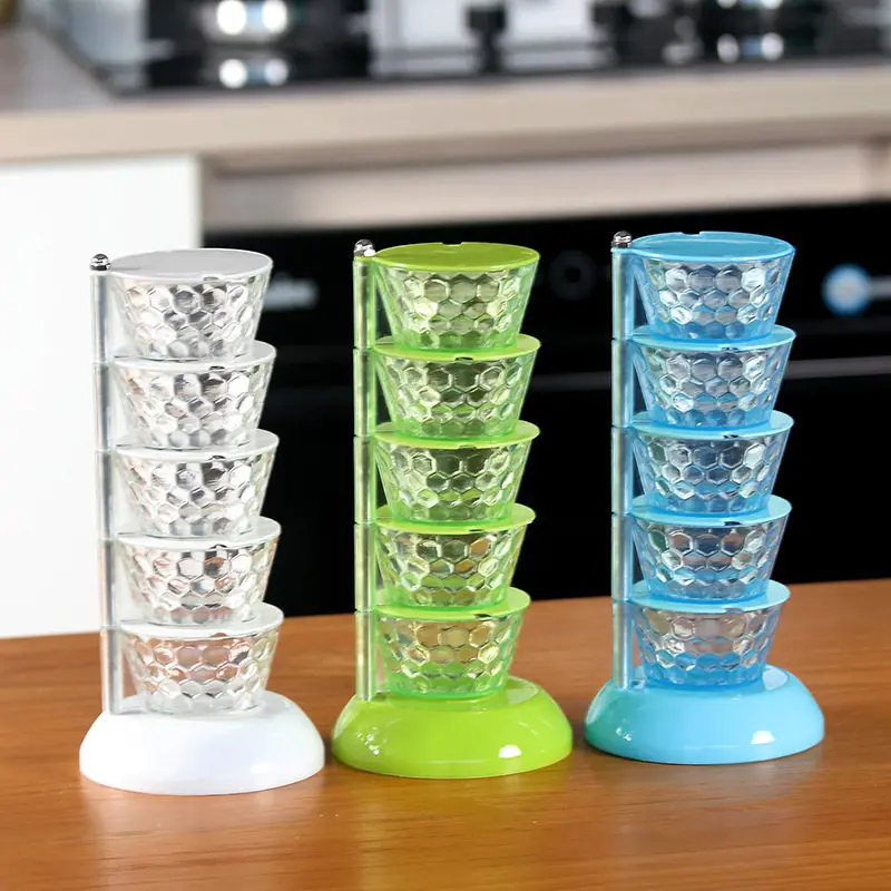 Вертикальная вращающаяся коробка для специй прозрачная соляная банка ложка