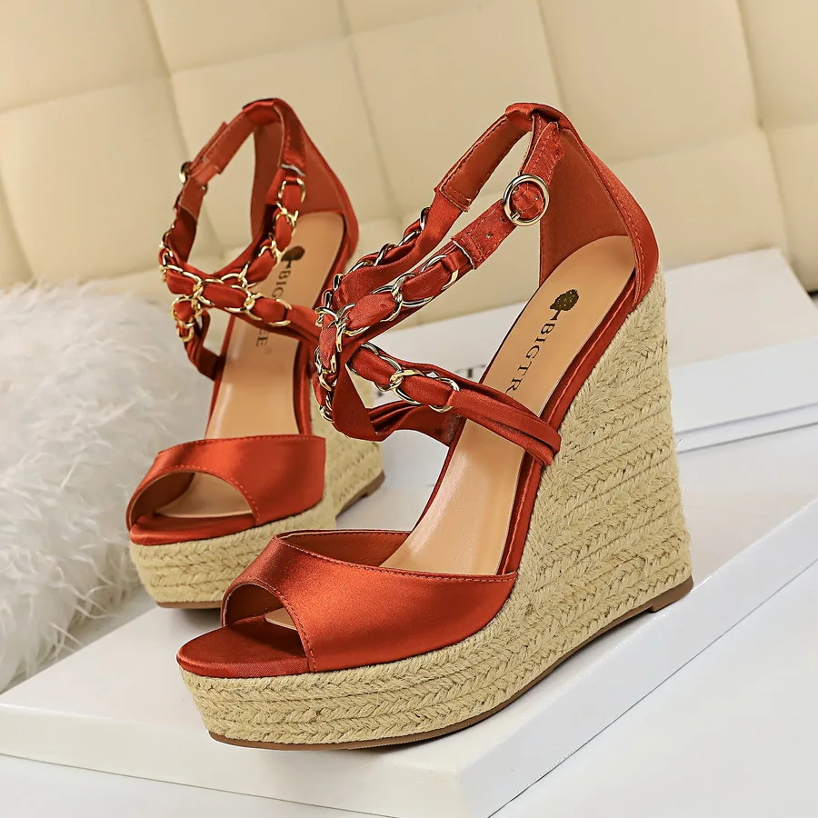 COWCOM/Женская обувь на высоком каблуке 13 см тканая платформе с толстой подошвой из