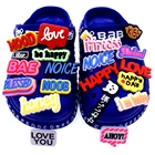 Оптовая продажа, 50 шт., подвески в виде мультяшной обуви, ПВХ, английская фраза, украшение для крокодиловой кожи, Аксессуары для браслета для детей, подарки X-MAS