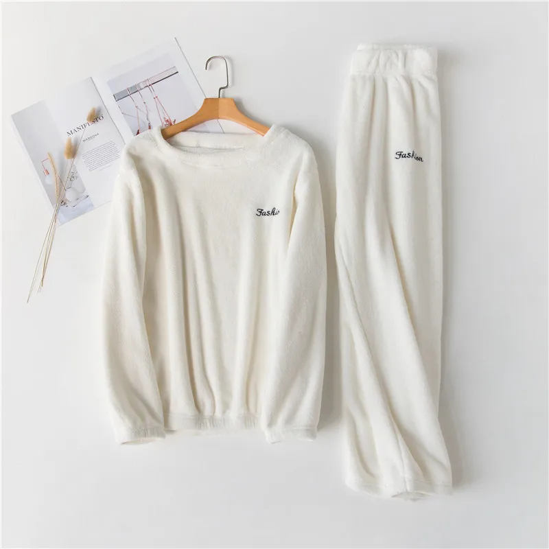 2019 зимняя женская Фланелевая пижама теплая Домашняя одежда с длинным рукавом из 2