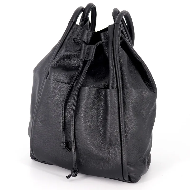 Women Bucket Bag 2023 Female Genuine Leather Shoulder Bag With Liner Bag Vintage Large Capacity Ladies Travel Shopping Bag Bolsa
