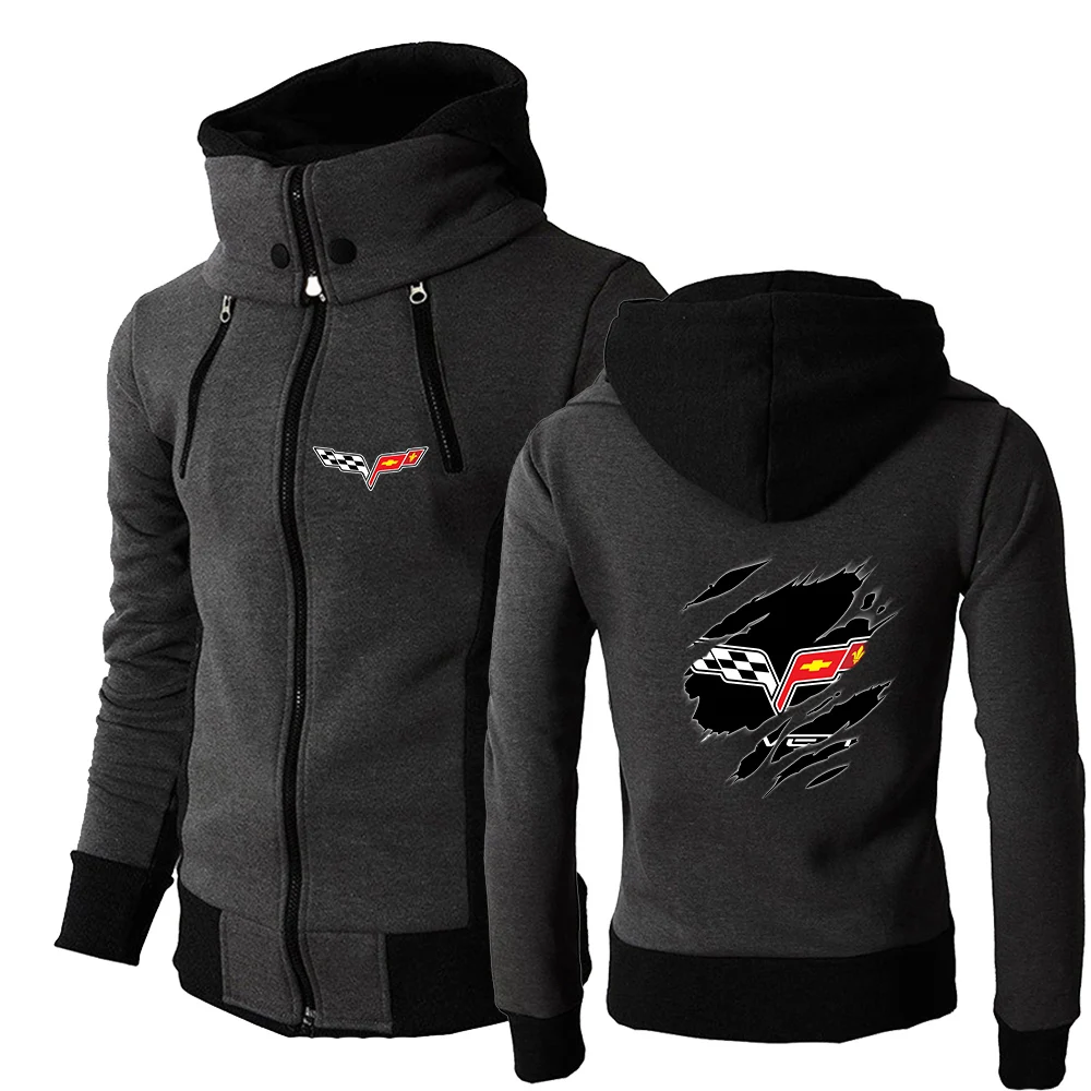 

2022 New Corvette Logo Fashion Zipper Leisure Sportswear Fitness Popular Sweatshirt Hooded Solid Color Clothing Hoodies