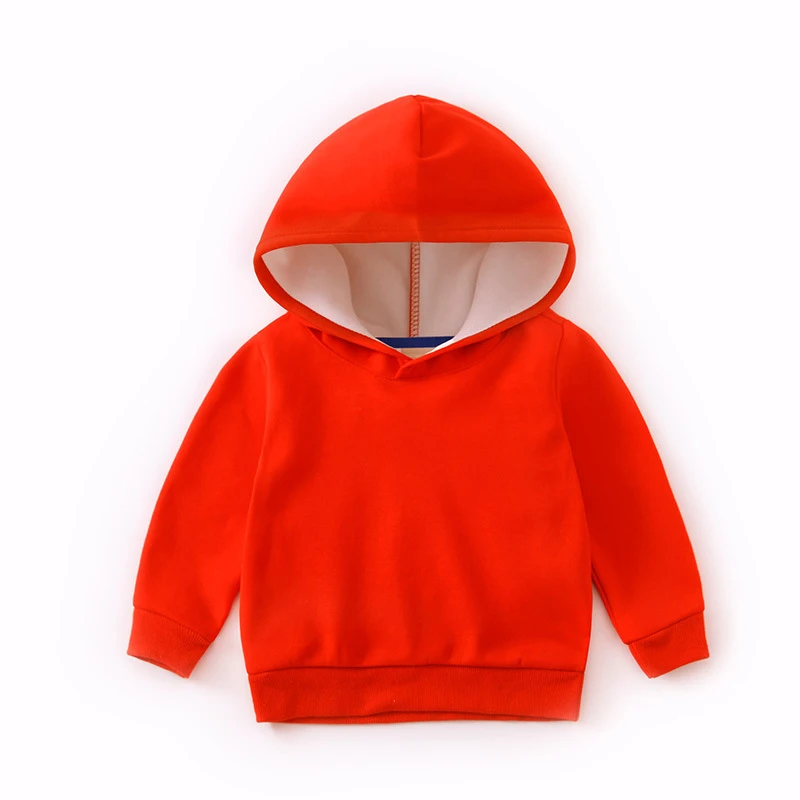 Solid Red Толстовки с капюшоном для маленьких мальчиков и девочек; сезон зима-осень; Детские Бархатные толстовки; хлопковый свитер с длинными рукавами для малышей; детская футболка; одежда - Цвет: Solid Red
