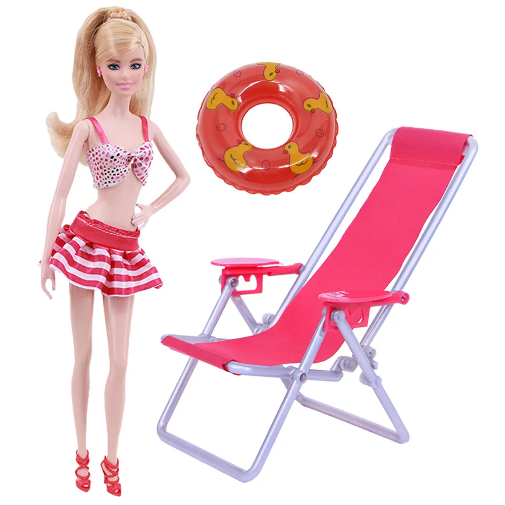 Куклы-Барби Одежда Аксессуары 3 шт = 1xSwimwear бикини + 1x пляжное кресло 1xSwim кольцо для