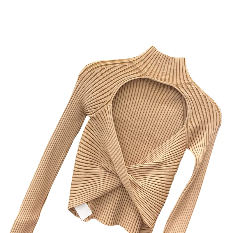 Женская футболка с длинным рукавом и открытой спиной в полоску