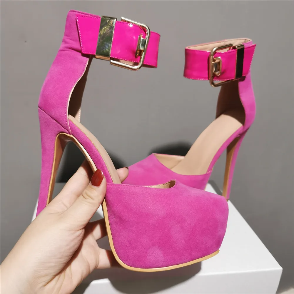 Женские босоножки Fushia на высокой платформе пикантные сандалии шпильке с пряжкой