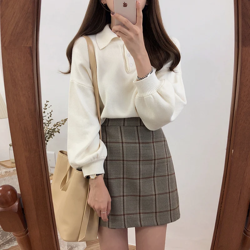 

Loose Casual Solid Color Lazy Retro Sweater Female Korean Harajuku Women's Sweaters Japanese Kawaii Ulzzang Clothing For Women