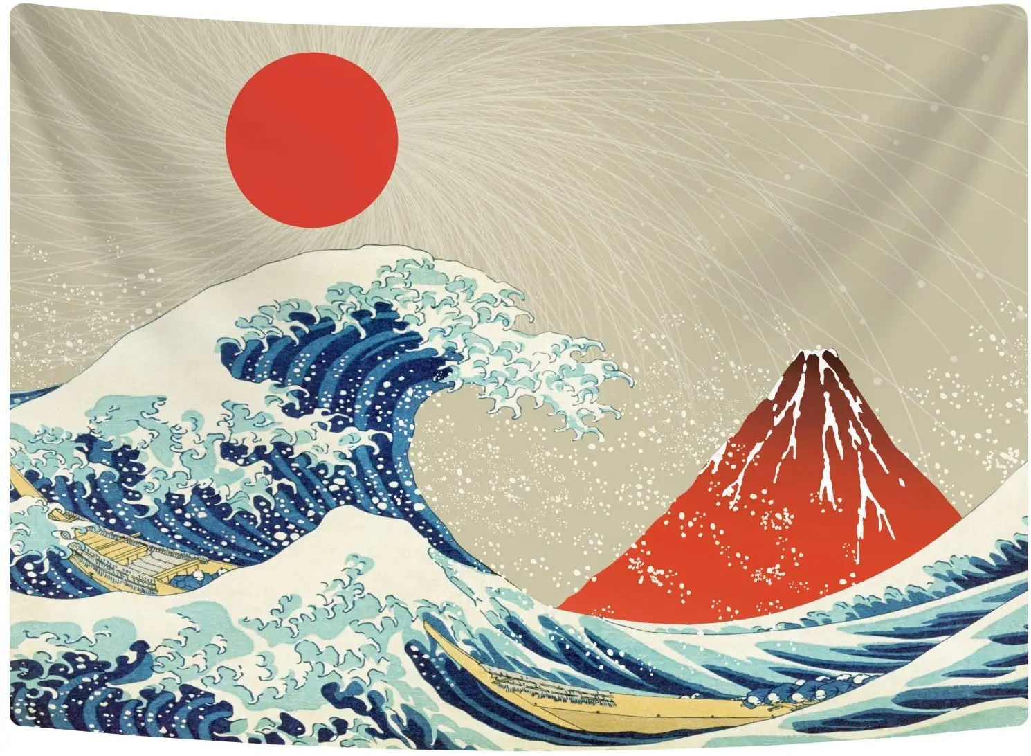 

Japan Kanagawa Waves Printed Tapestry Whale Arowana Wall Hanging Tapestries Bedspread Yoga Mat Blanket