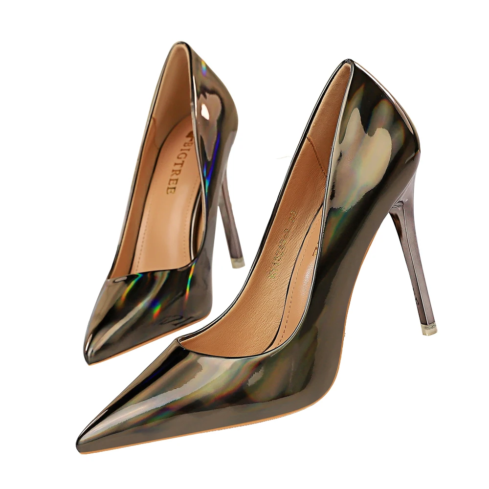 Женские туфли-лодочки из лакированной кожи размера плюс B1-1 размеры 34-43