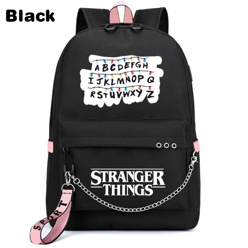Рюкзак Stranger things Kpop рюкзак с usb зарядкой розовые сумки аниме мужские