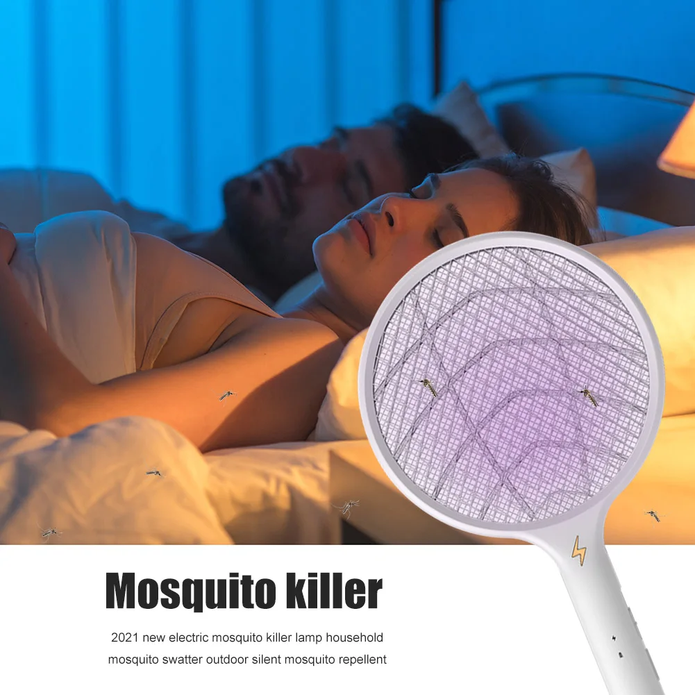 3 в 1 электрическая ракетка от москитов ловушка USB Перезаряжаемые Режим 1200 мА/ч