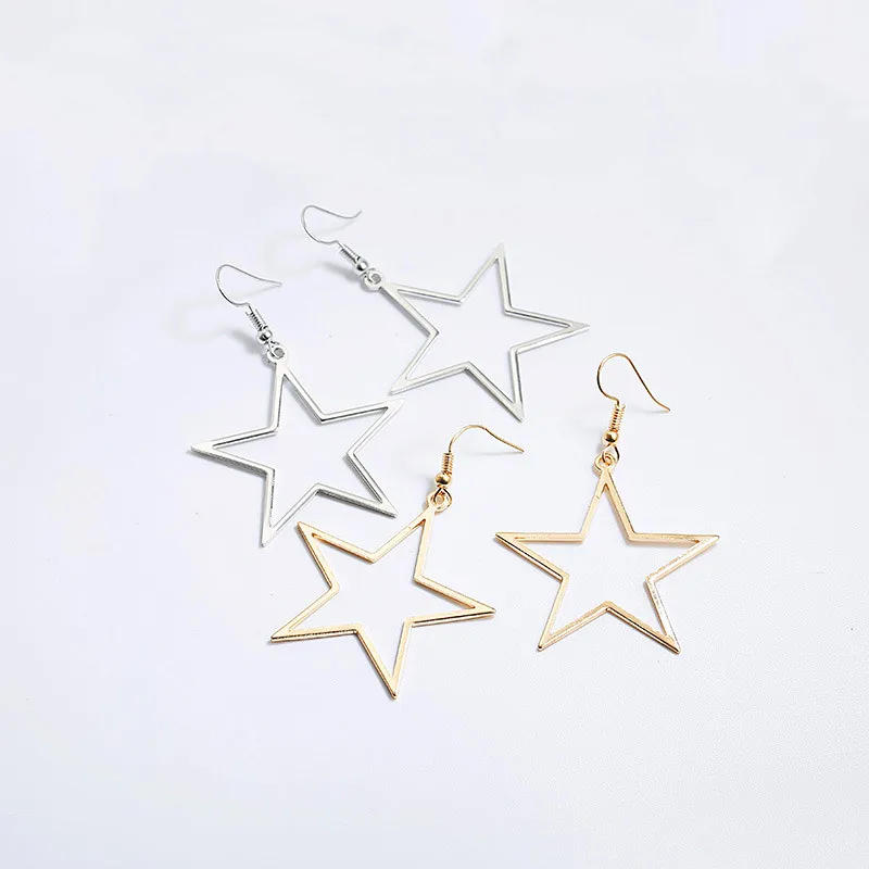 Модные Простые полые геометрические трендовые золотистые/Серебристые серьги