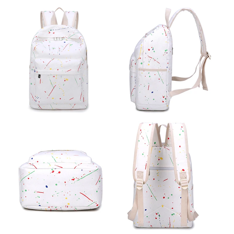 

Denim Backpack Fresh Printed Backpack Girl Middle High School Student SchoolBag Large Capacity Waterproof Casual Travel Backpack