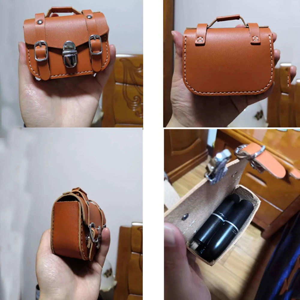 DIY кожаная ручная мини сумка для наушников косметичка высечка нож формы