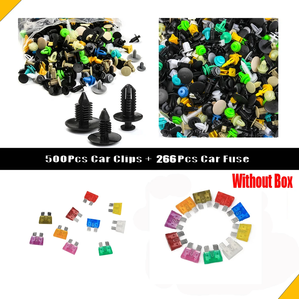 

Mix Color Car Clips Fastener Screws Bumper Interior Decoration + Car Blade Fuse Assortment Kit for Auto Truck Automotive, 800Pcs