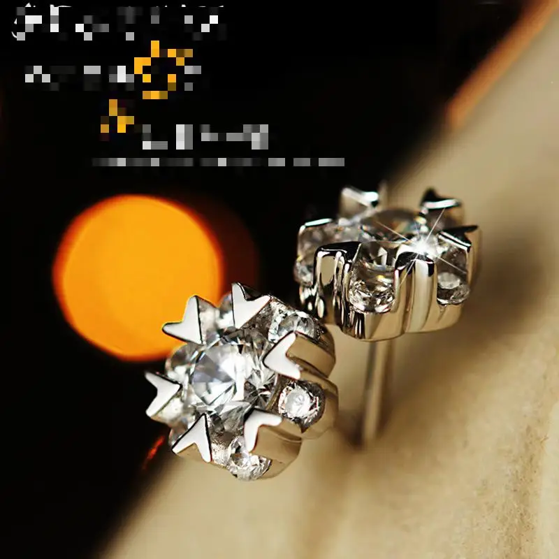 Женские посеребренные серьги гвоздики с цирконом|Серьги-гвоздики| |