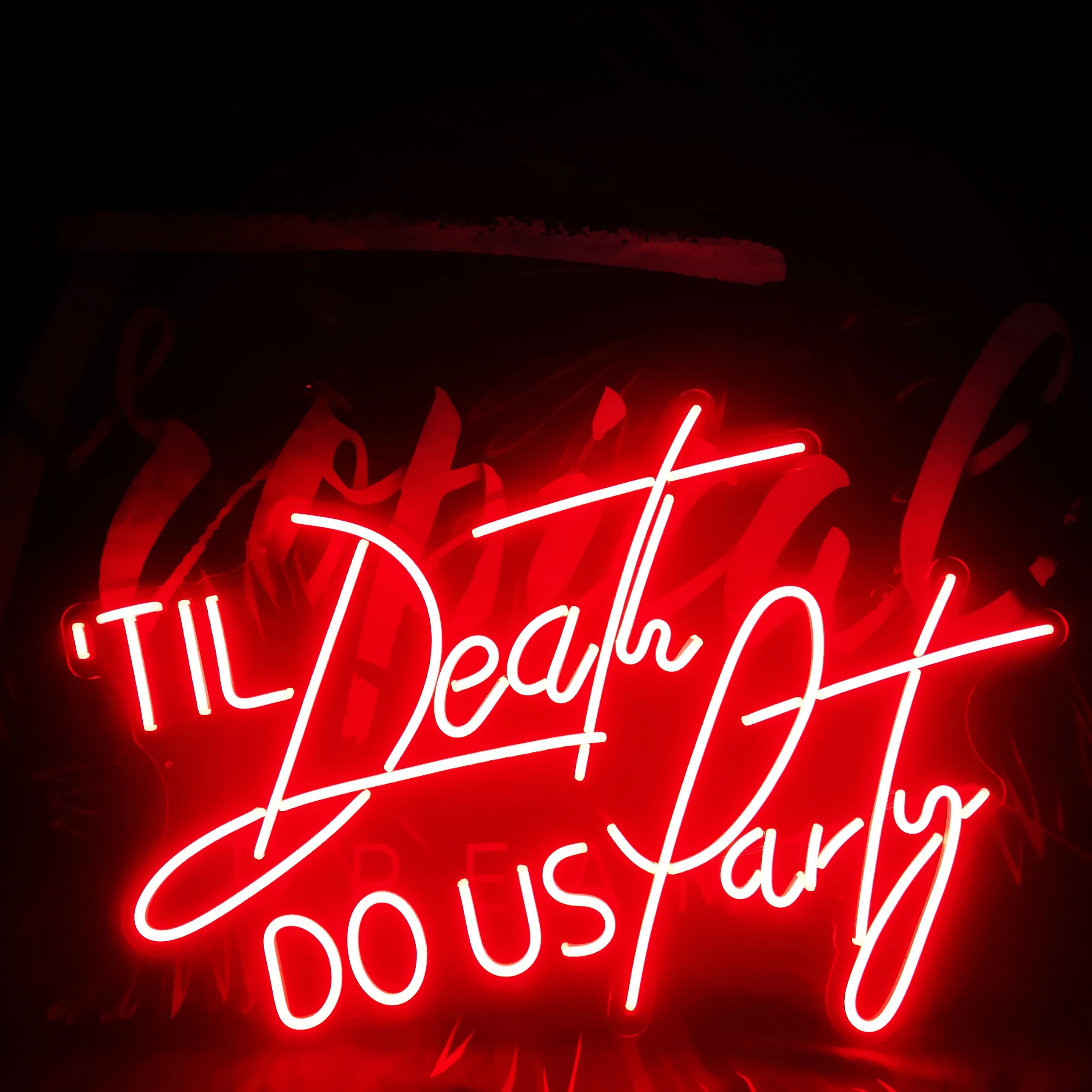 Светодиодная неоновая вывеска TIL DEATH DO US вечерние на заказ настенное освещение