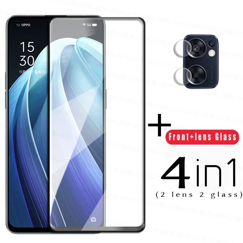 

4-in-1 2.5D Tempered Glass For Oppo Reno7 SE 5G Glass For Reno7 SE Screen Protector 9H Lens Film For Reno 7 SE 7 6 5 Pro A74 A54