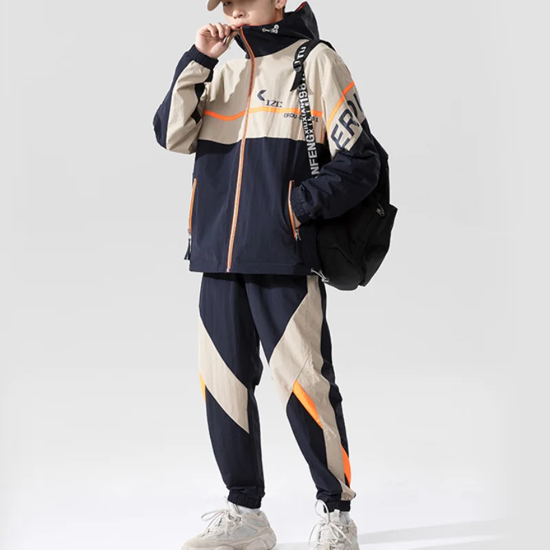 

Winter Mens 2 Piece Outfits Men Sportwear Jacket Pants Sets Plus Size Clothes Mens Track Jackets Hip Hop Tracksuit Streetwear