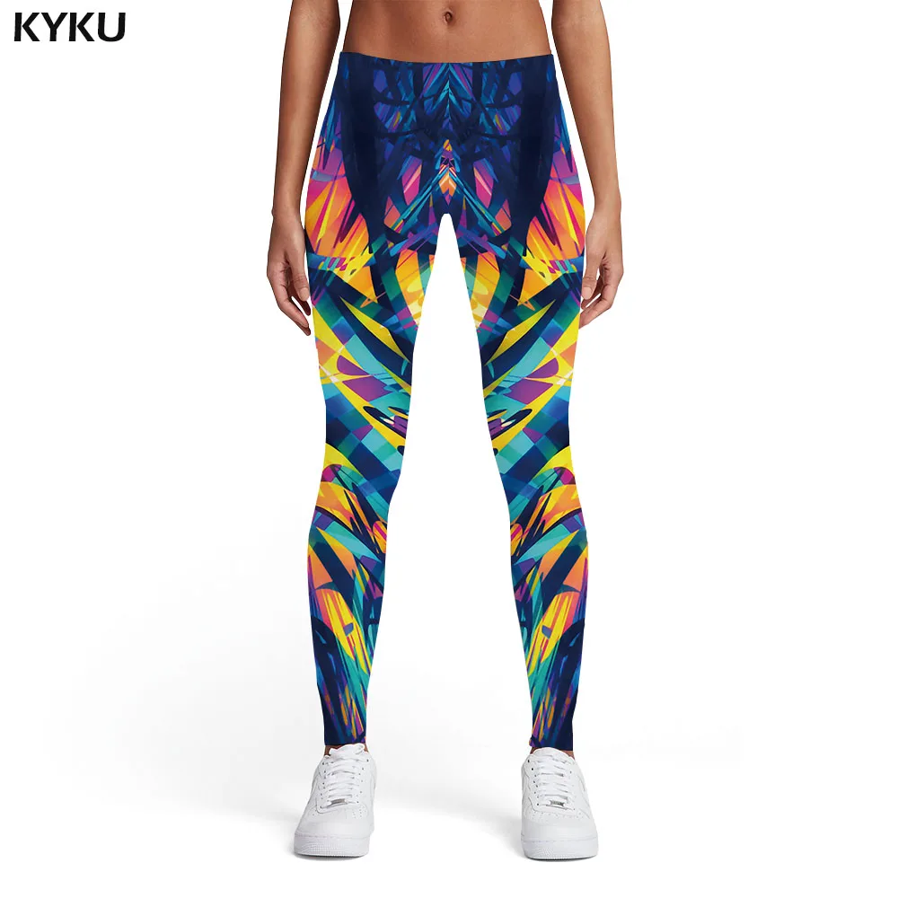 KYKU Psychedelic леггинсы женские граффити Брюки Мультфильм эластичные головокружения спандекс Harajuku женские s Леггинсы Брюки повседневные