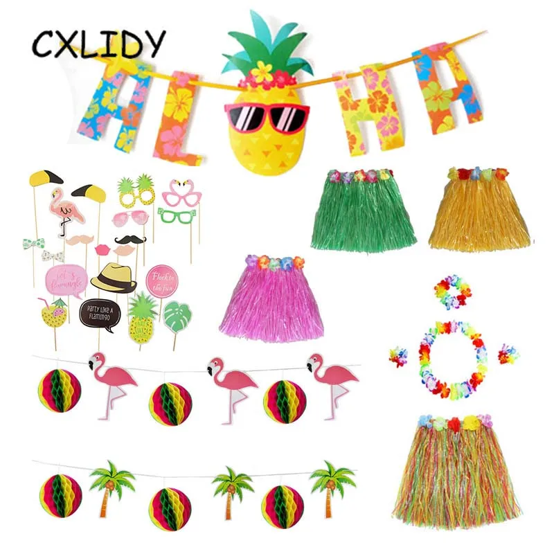 Гавайские вечерние Фламинго улей бумага цветок Pull флаг искусственный венок