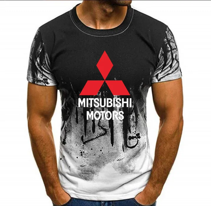 Мужская футболка с коротким рукавом и логотипом автомобиля Mitsubishi летняя