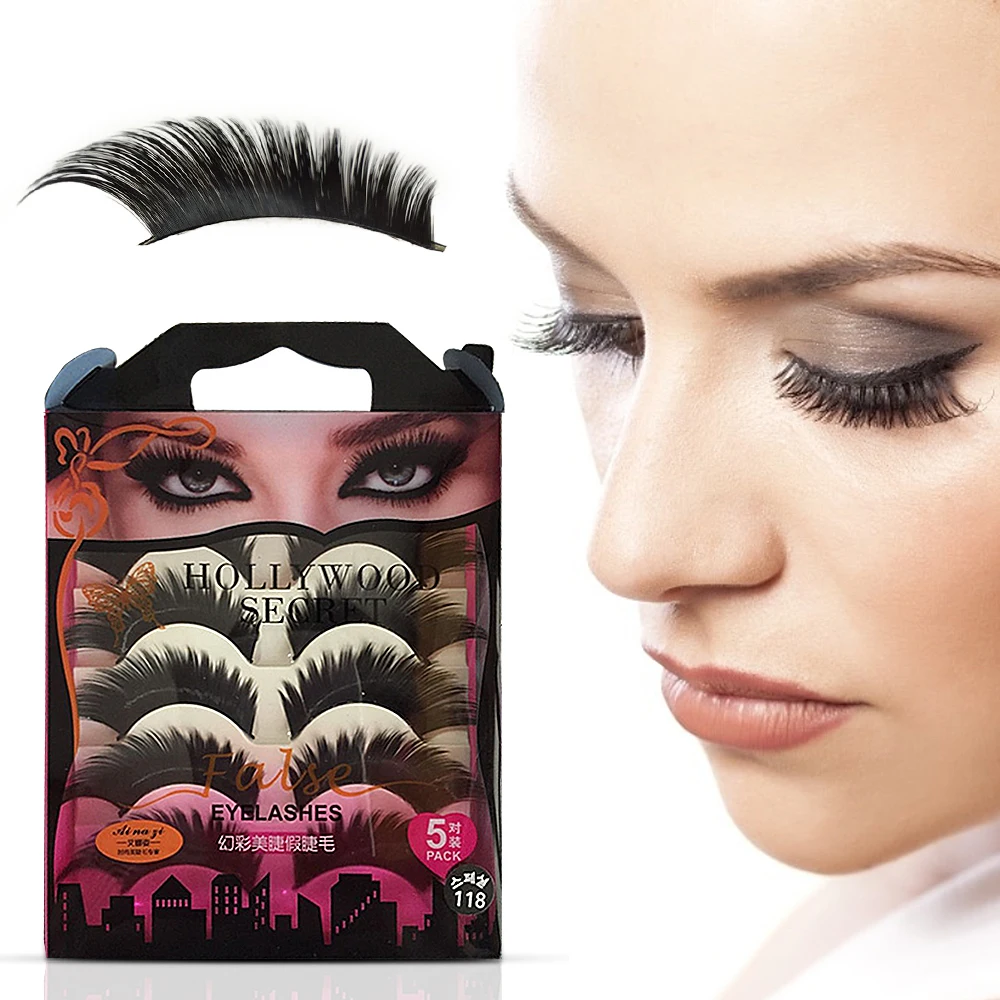 

5 Pairs/Set 3D False Eyelashes Man-Made Mink Eyelashes Thick Natural Slender Handmade Eyelash Extension Eyelash Makeup Tool