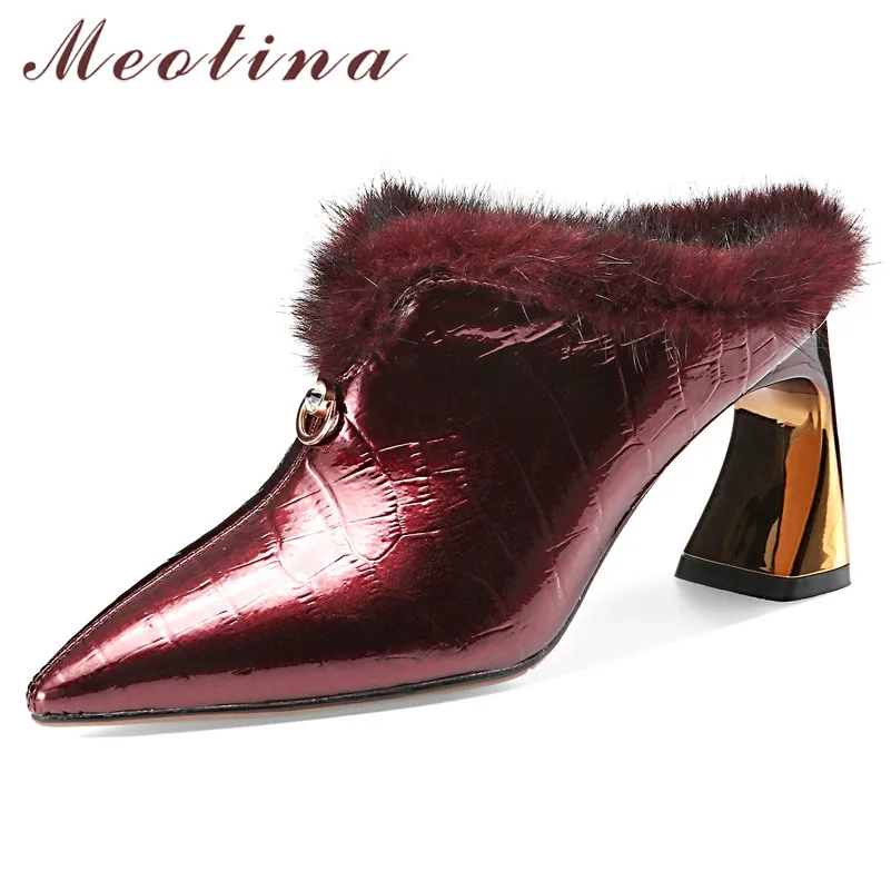 Meotina/женские туфли лодочки на высоком каблуке из натуральной кожи необычный