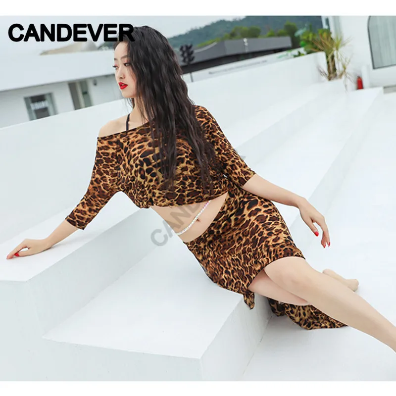 Belly Dance Costume set Leopard print top skirt Performance Oriental Competition Bellydance Professional Practice Wear Suits |