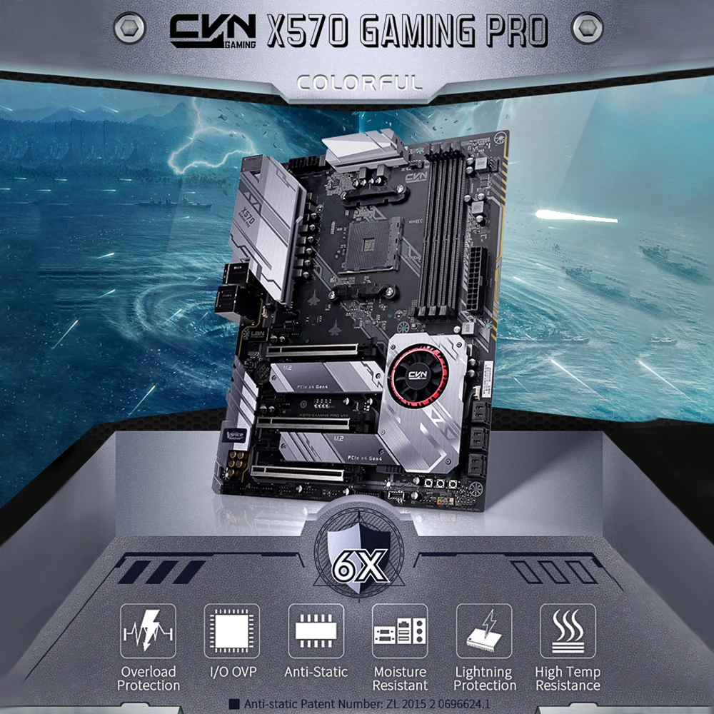 Цветная материнская плата CVN X570 GAMING PRO V14 мультизащита процессор AMD AM4 Ryzen 2000 и 3000 |