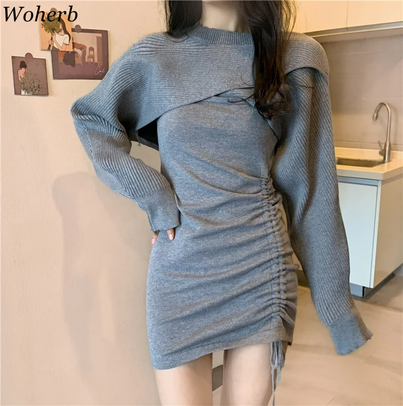 Woherb сексуальный комплект из двух предметов женская трикотажная накидка +