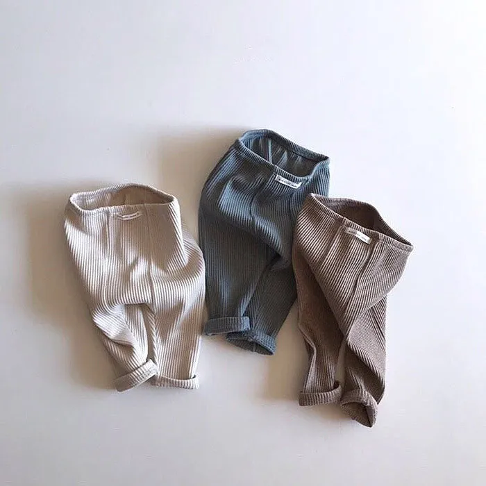 Детские шаровары из ПП хлопковые брюки в рубчик для мальчиков и девочек вязаные