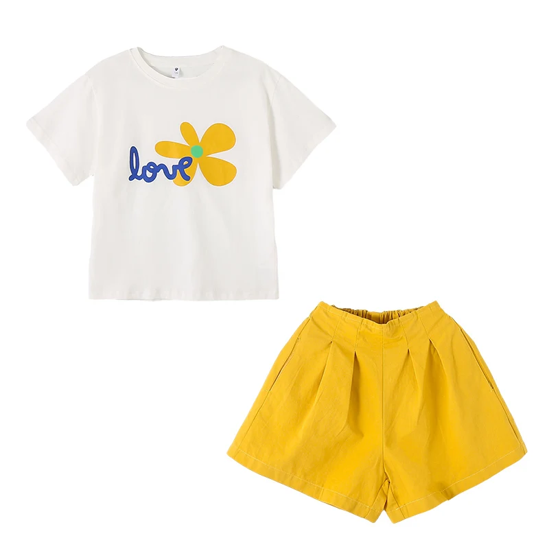 

Children's Clothes Girls' Fashion Flower Suits 2021 New Style Big Children's Western Style Two-piece Children's Shorts Suit