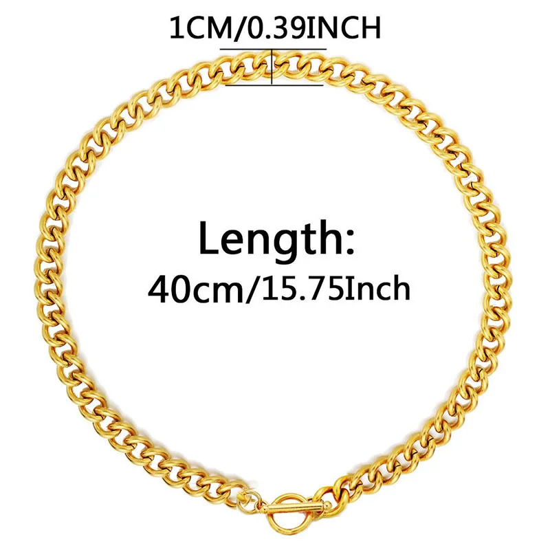

Stainless Steel Necklace Rope Chain OT Buckle for Women Men Short Chain Clavicle Chain Hip-Hop Street Dance Jewelry