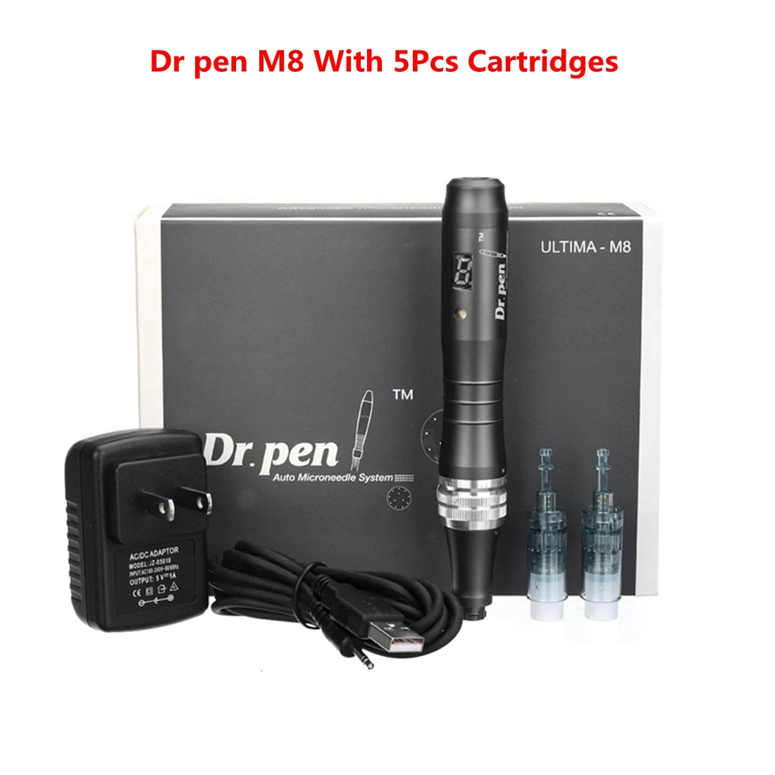 

Dr pen Ultima M8 W с 5 шт. Беспроводная профессиональная электрическая Дерма-ручка, набор для ухода за кожей, терапия с микроиглами, роликовая систем...