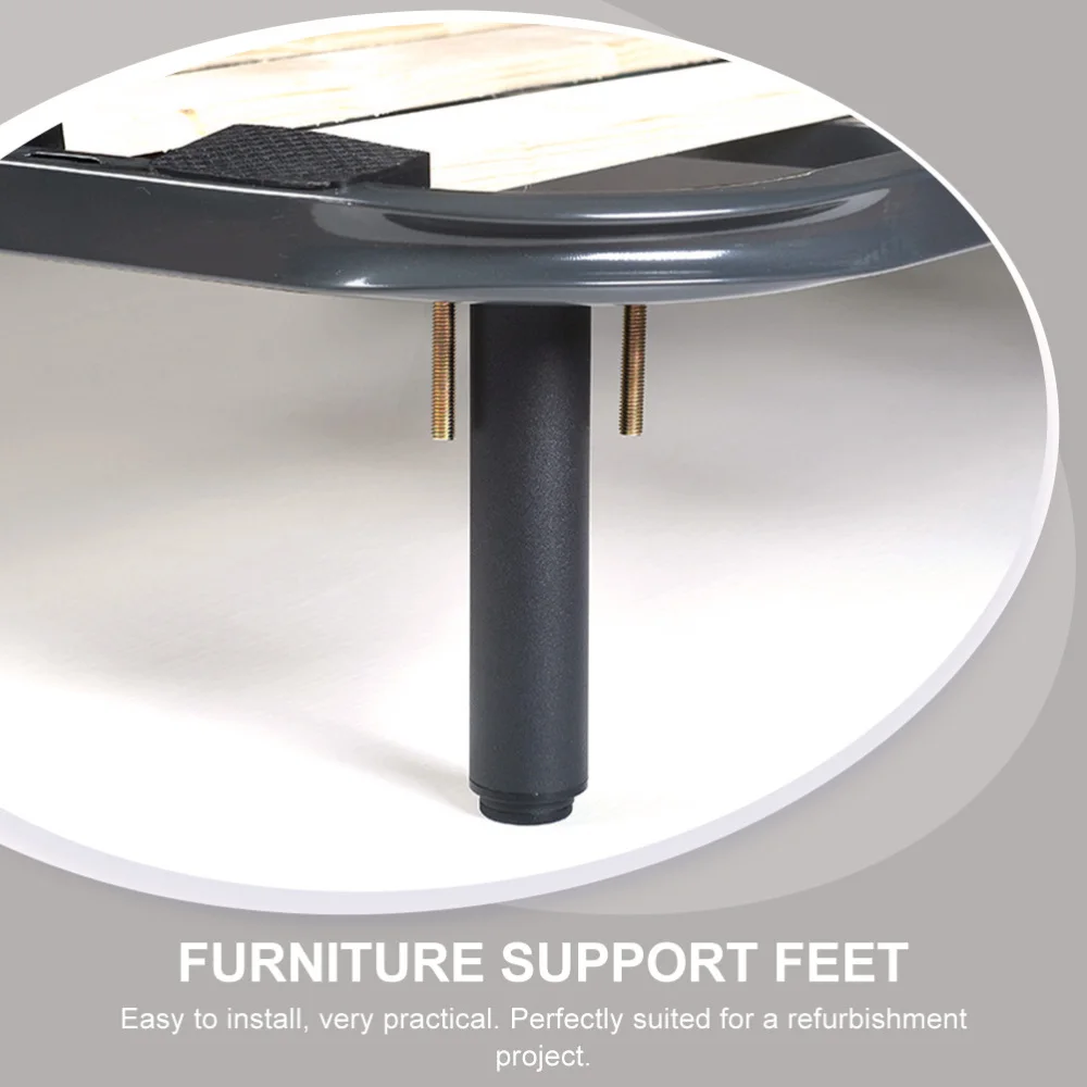 

2pcs Furniture Support Leg Adjustable Support Stand Bed Leg Support (Black)