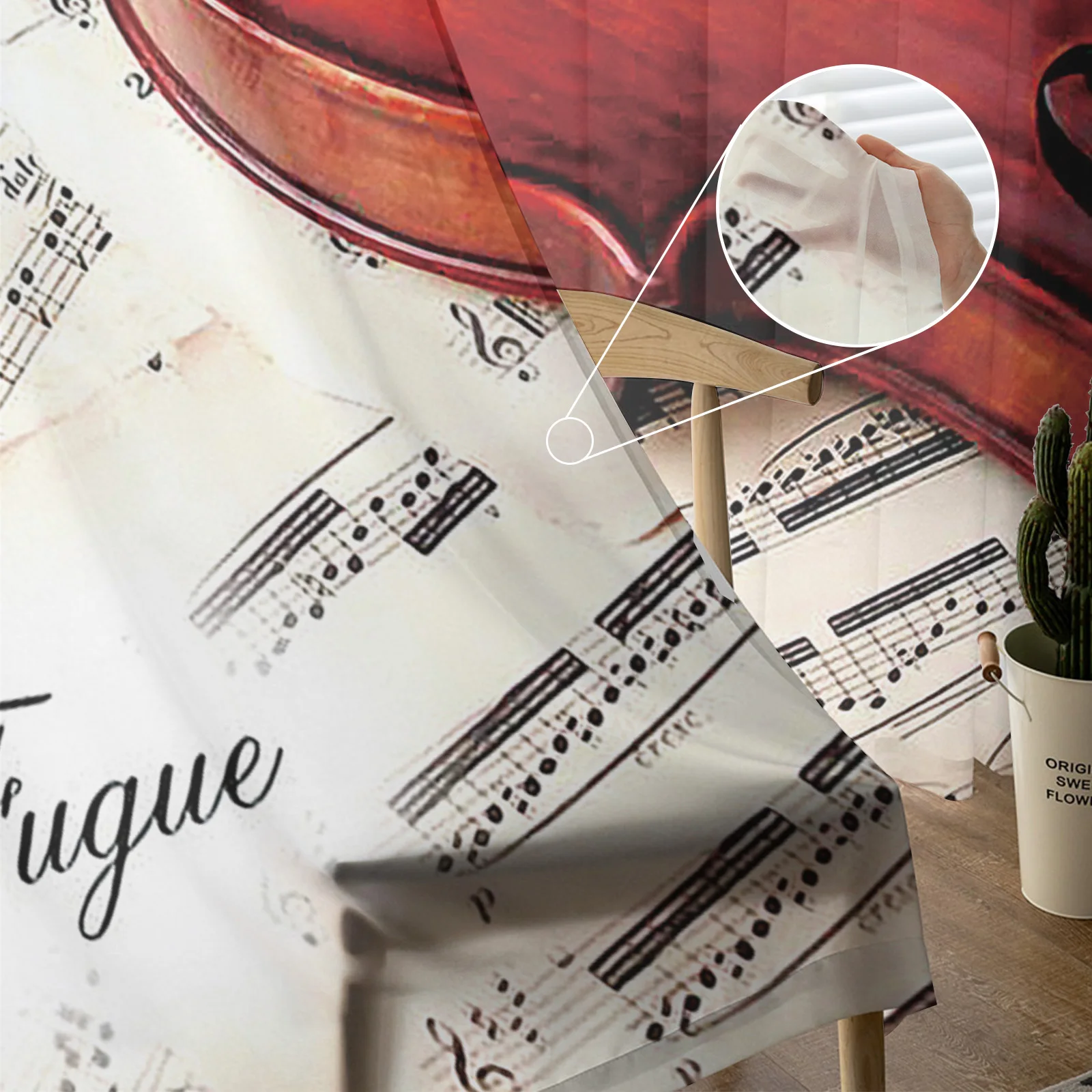 Скрипка на листе музыкальная оконная занавеска Современная драпировка для