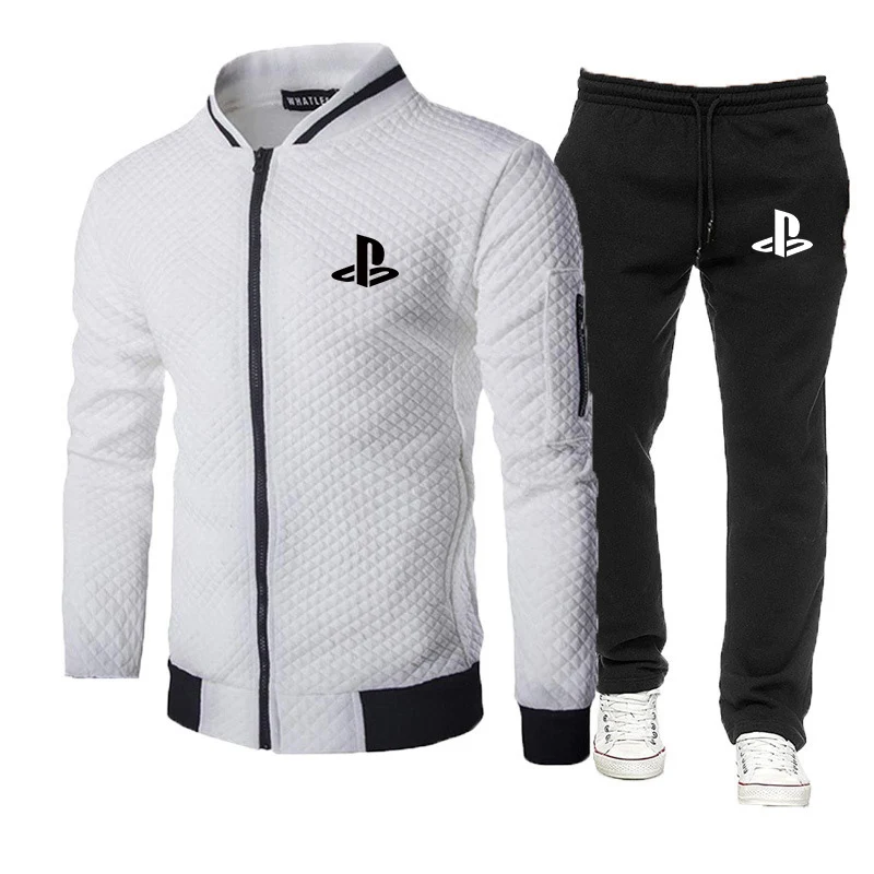 

2021 NEW Men's Spring and Autumn Playstation 5 Printing New Sportswear Hooded Fitness Sport Suit Fitness Suit Two-piece